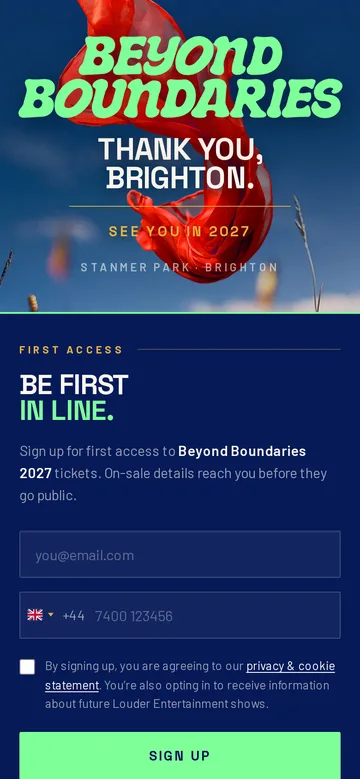 The same Beyond Boundaries page on a phone.
